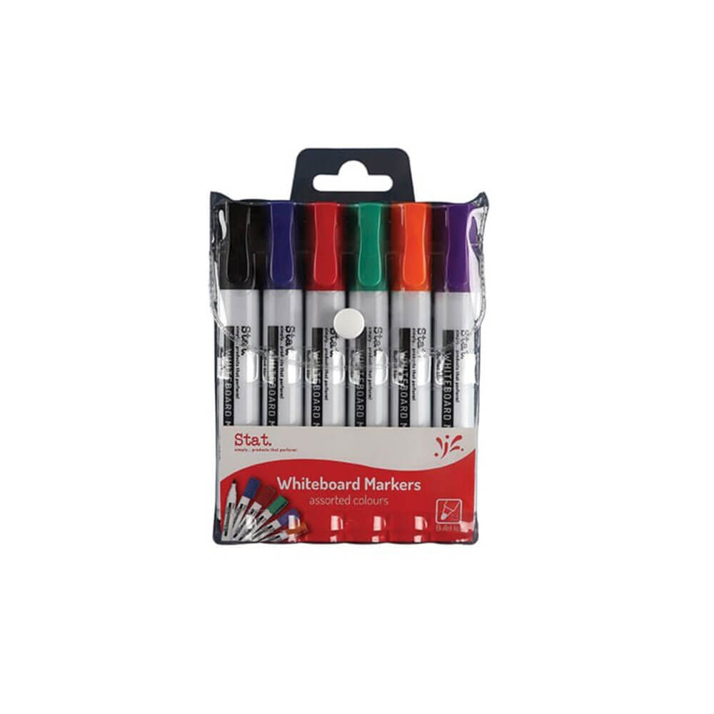 Stat Whiteboard Marker 2.0mm Bullet Nib Assorted Wallet of 6