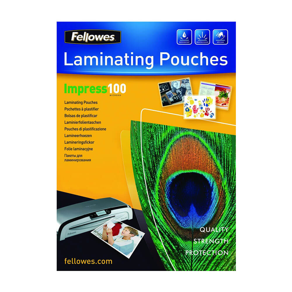 Fellowes Laminating Pouches 100 micron Gloss A4 (100pk)