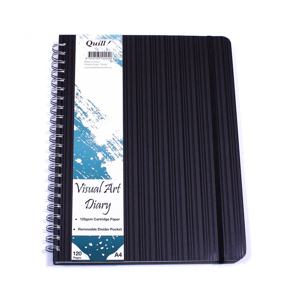 Quill Premium Visual Art Diary with Pocket Black (120 pages)