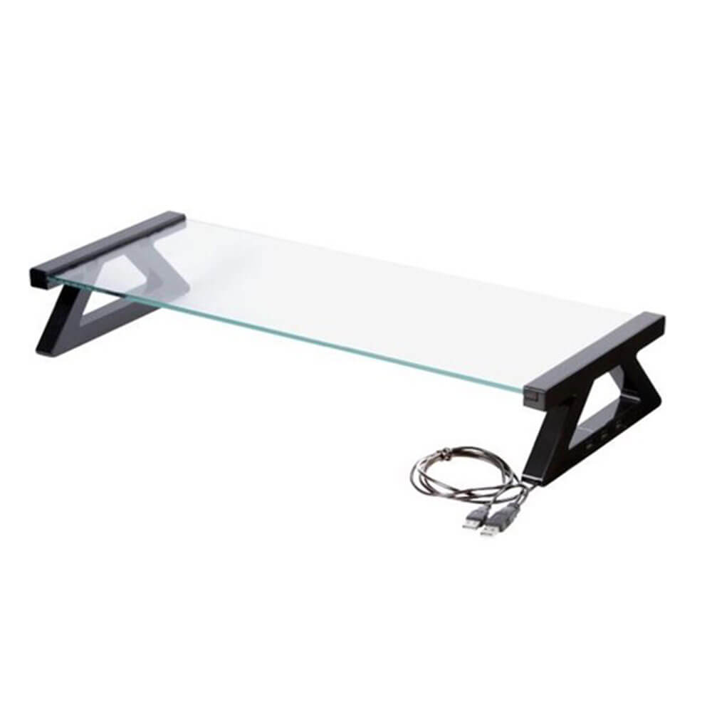 Esselte Glass Monitor Stand with USB Ports (57cm)