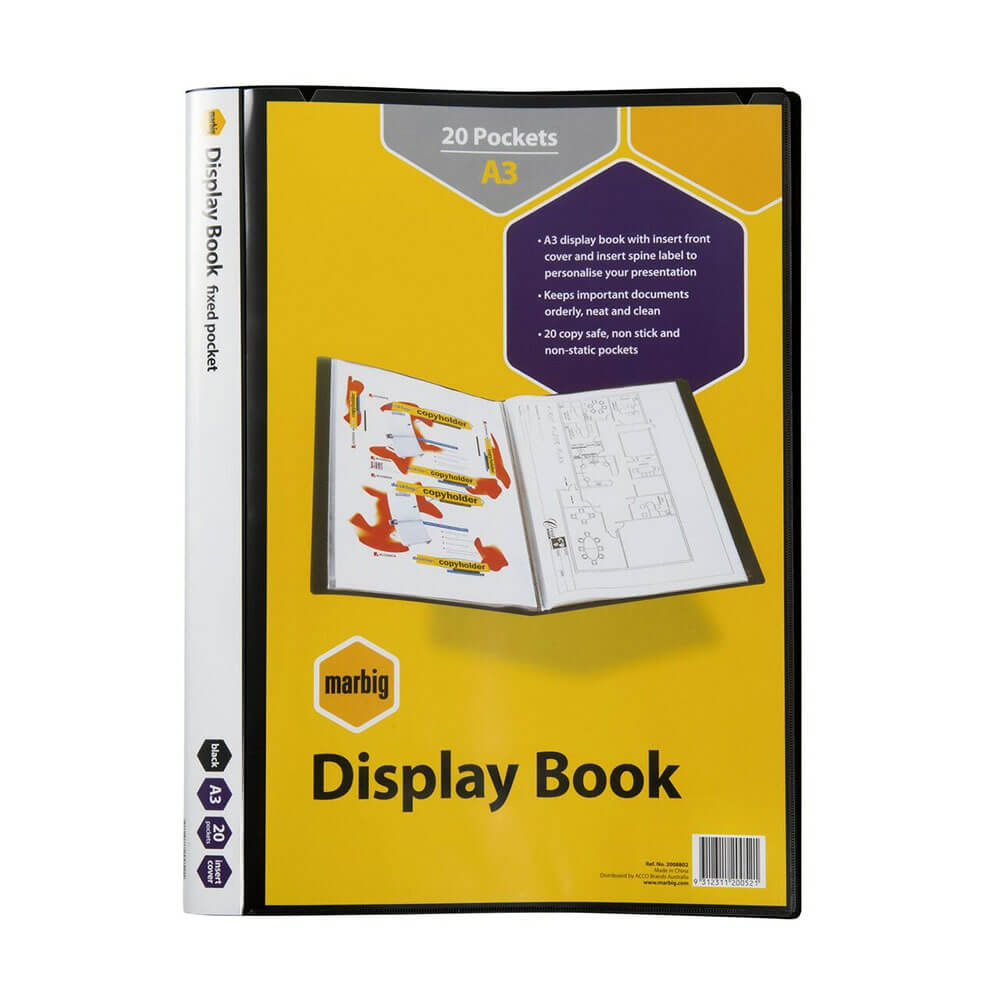 Marbig Display Book A3 Black (20 pages)