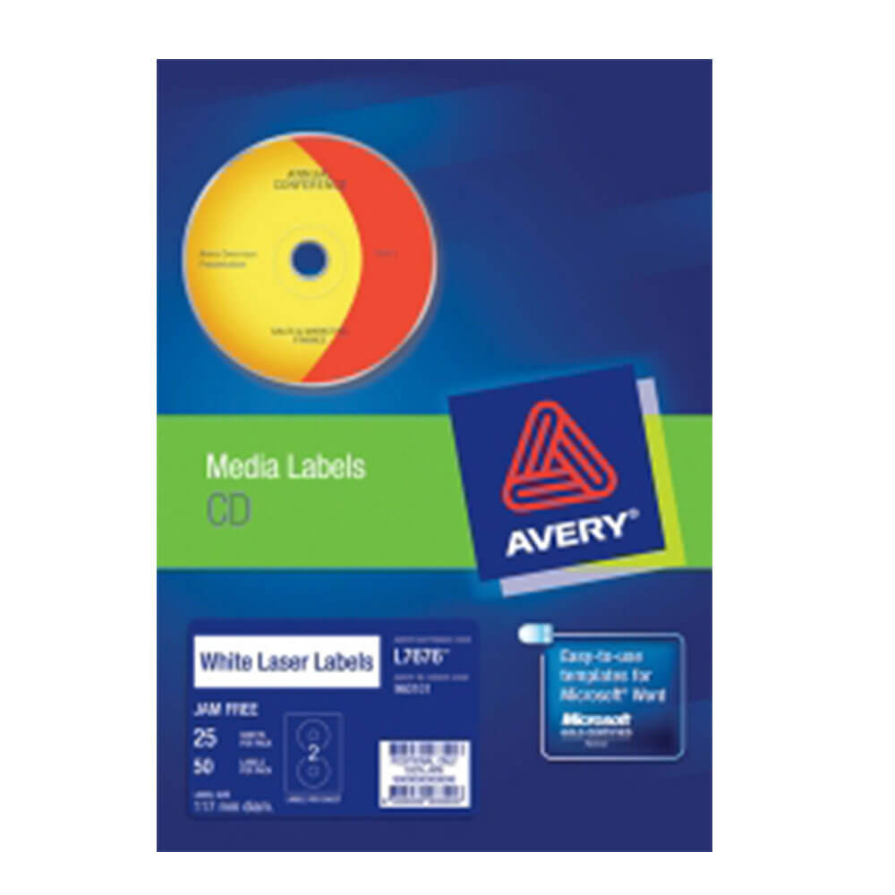 Avery Cd/Dvd Laser Label Black and White (50pk)