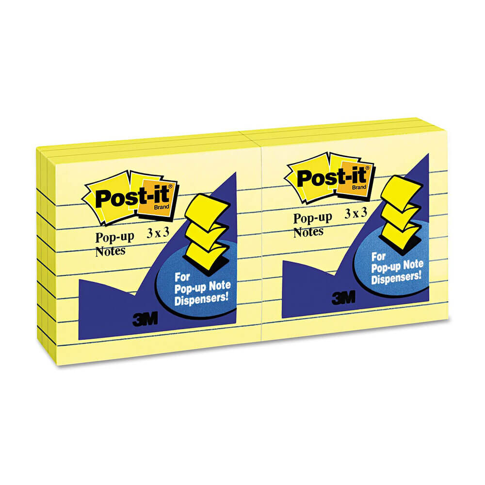 Post-it Pop-up Notes Refill Lined Canary Yellow (6pk)