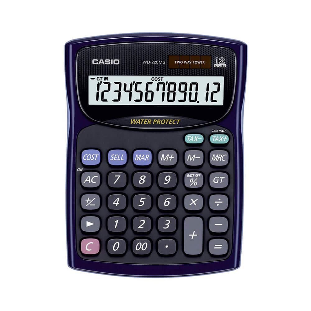 Casio 12 Digit Desktop Waterproof Calculator