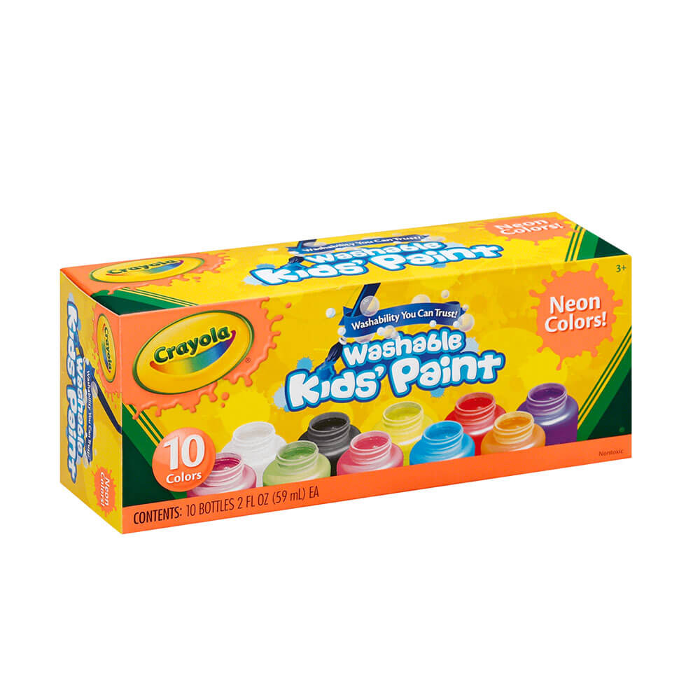 Crayola Washable Kids' Neon Paint Assorted Colours (10pk)