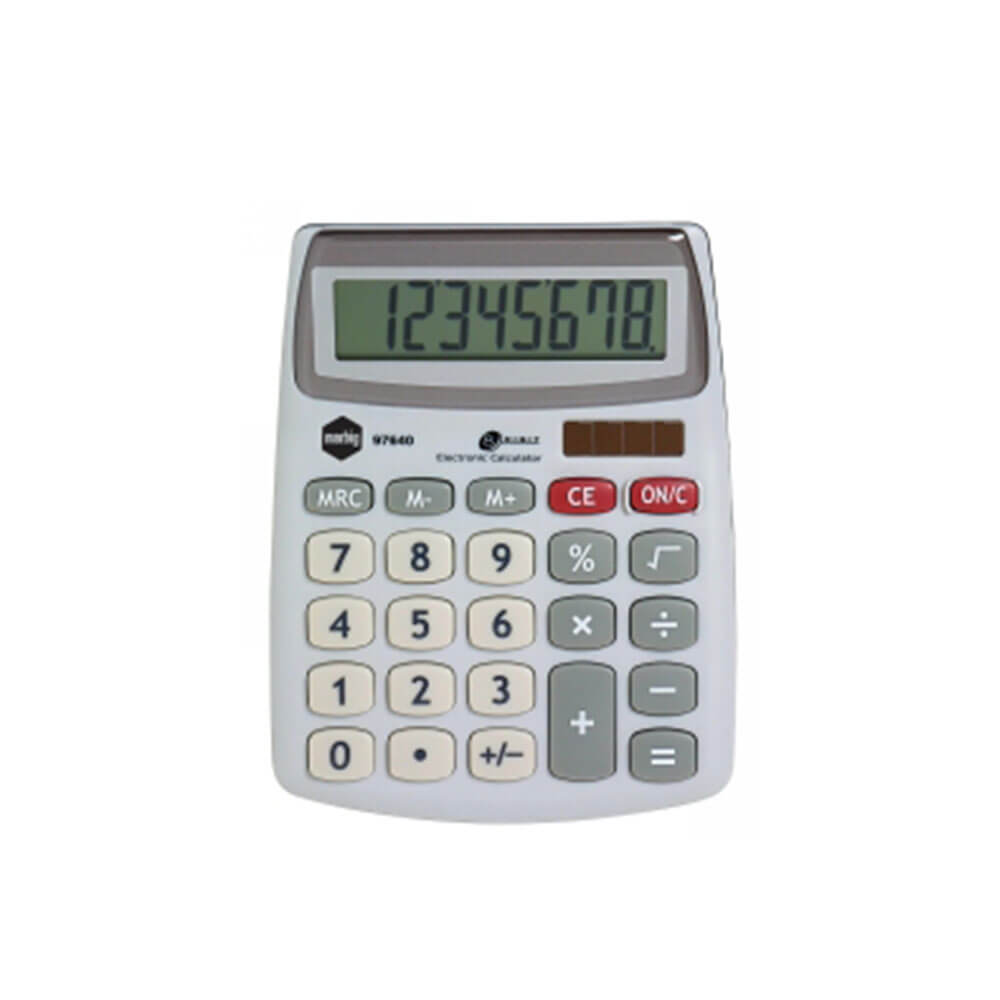 Marbig 8 Digit Compact Desktop Calculator (Silver)