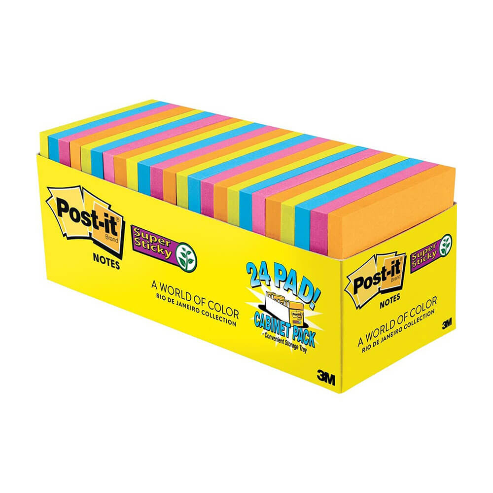 Post-it Super Sticky Notes Jewel Pop Cabinet 76x76mm (24pk)
