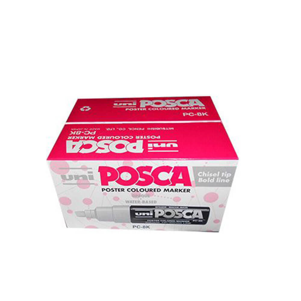 Uni Posca Chisel Tip Marker Assorted Colours (12pk)