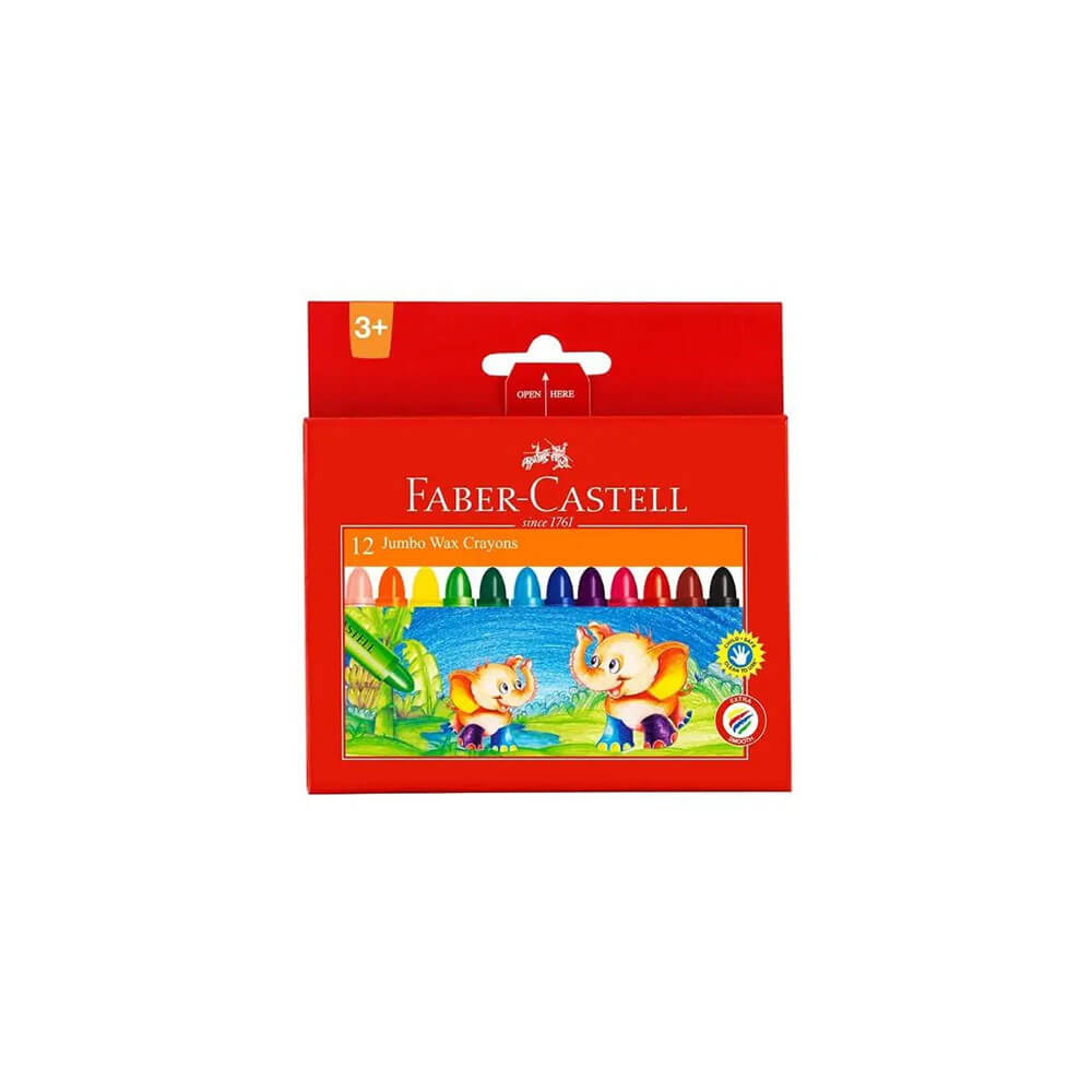 Faber-Castell Wax Crayons Jumbo 12pk (Assorted Colours)