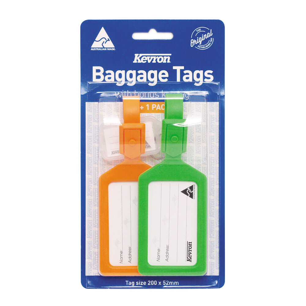 Kevron Baggage Tags with Bonus Key Tag (2pk)