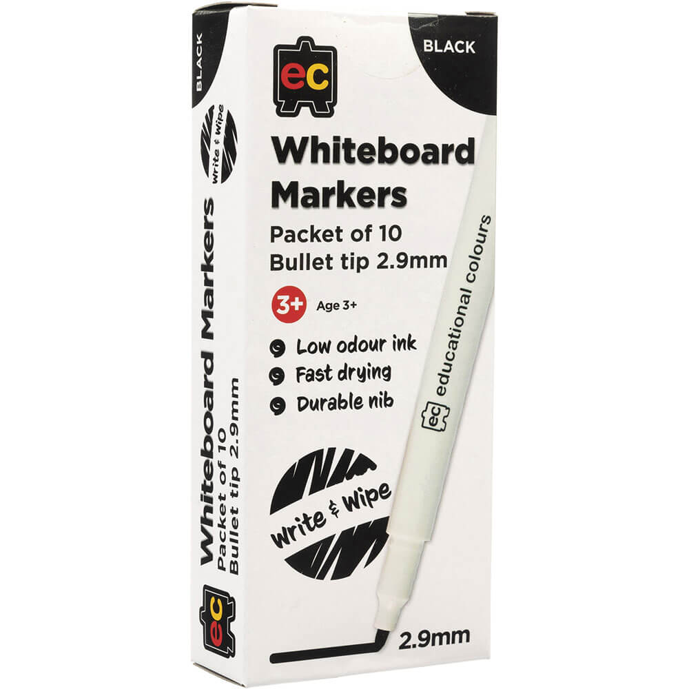 EC Bullet Tip Whiteboard Markers 2.9mm 10/box (Black)