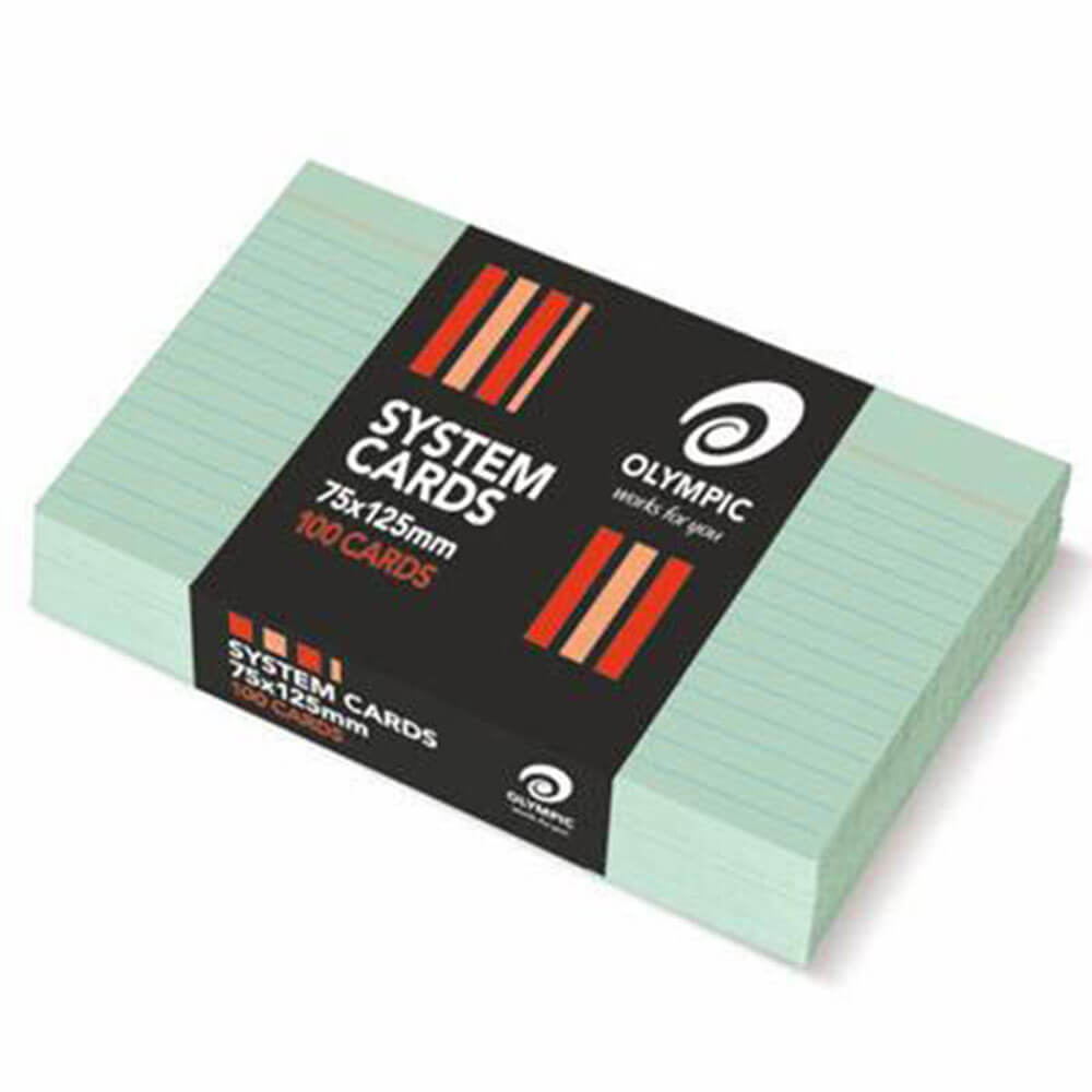 Olympic Ruled System Cards 75x125mm (100pk)