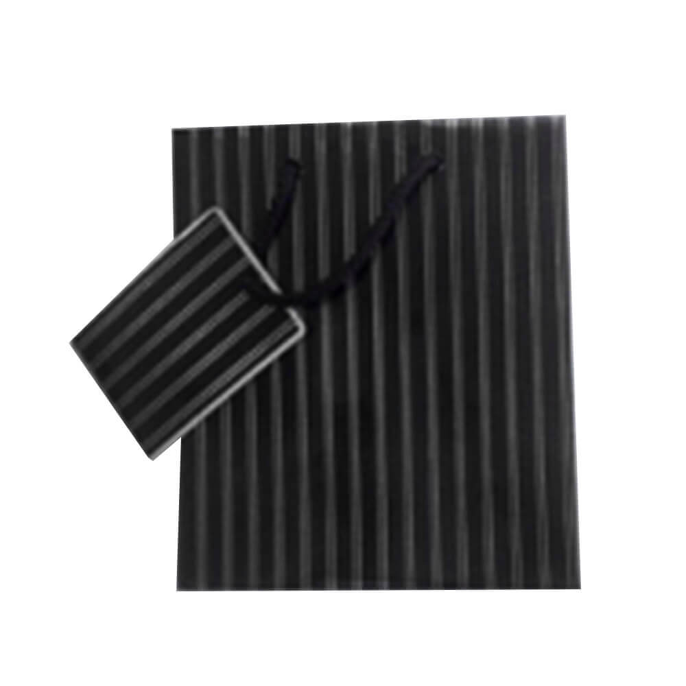 Ozcorp Pinstripe Gift Bag Small (Black & Silver)