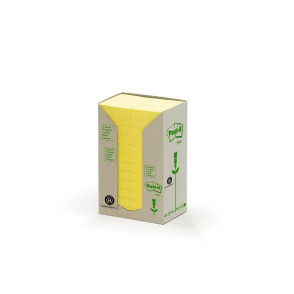 Post-it Recycled Notes 38x51mm Canary Yellow (24 pads)