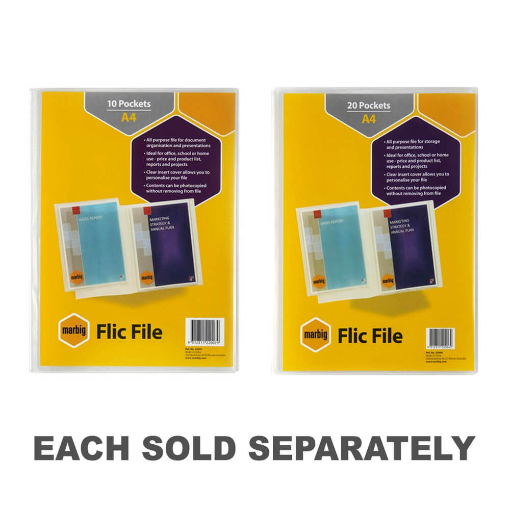 Marbig Flic File Insert Cover Display Book (A4)