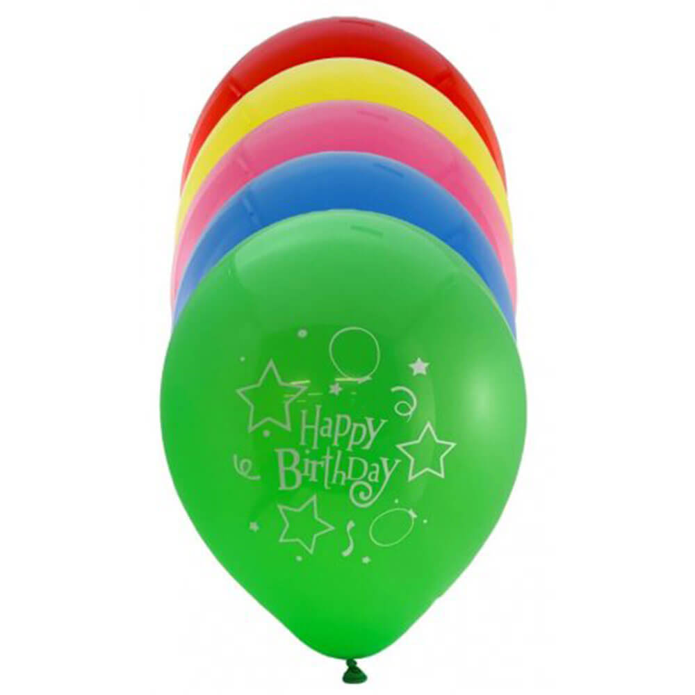 Alpen Happy Birthday Balloons 20pk 25cm (Assorted Colours)