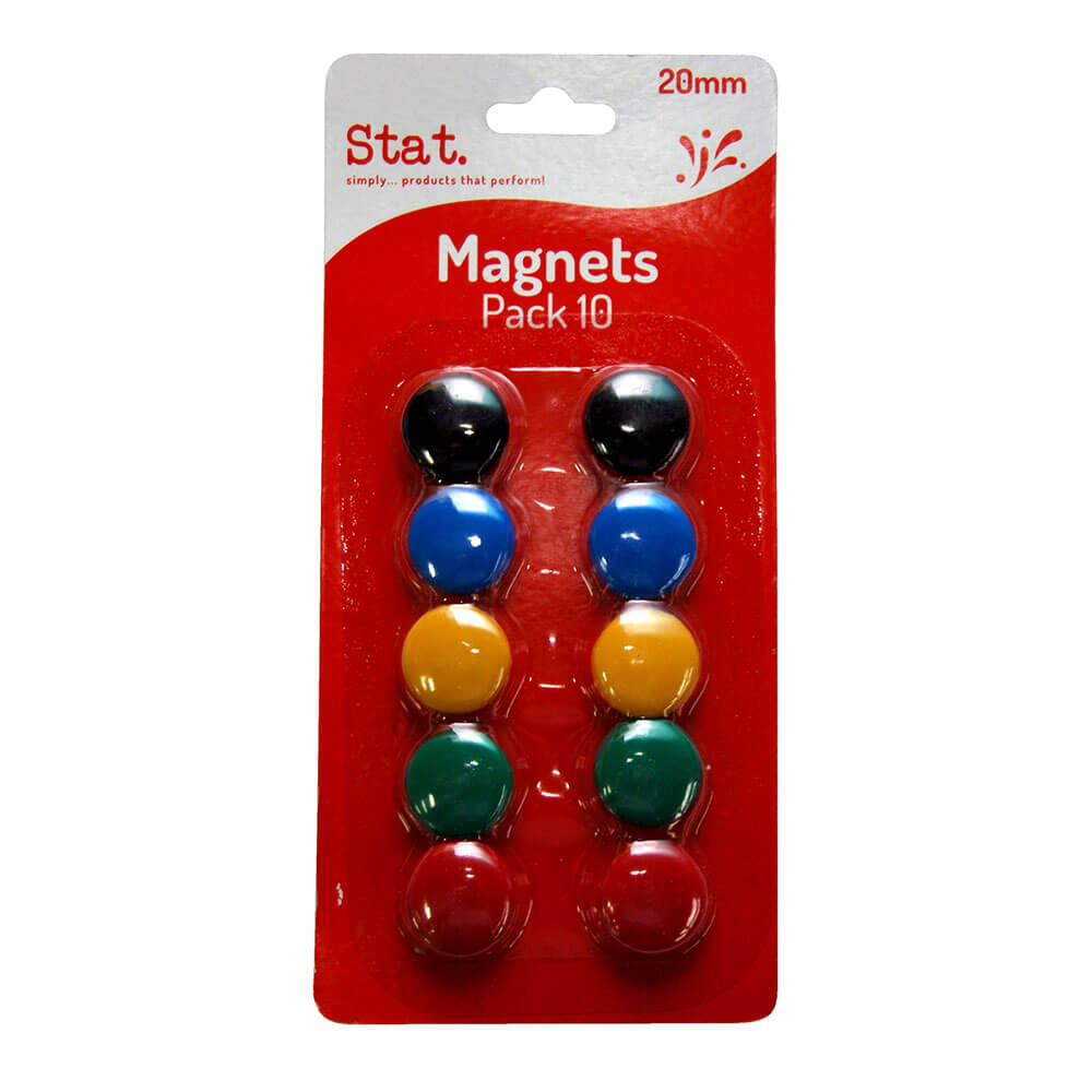 Stat Button Magnets 10pk 20mm (Assorted Colours)