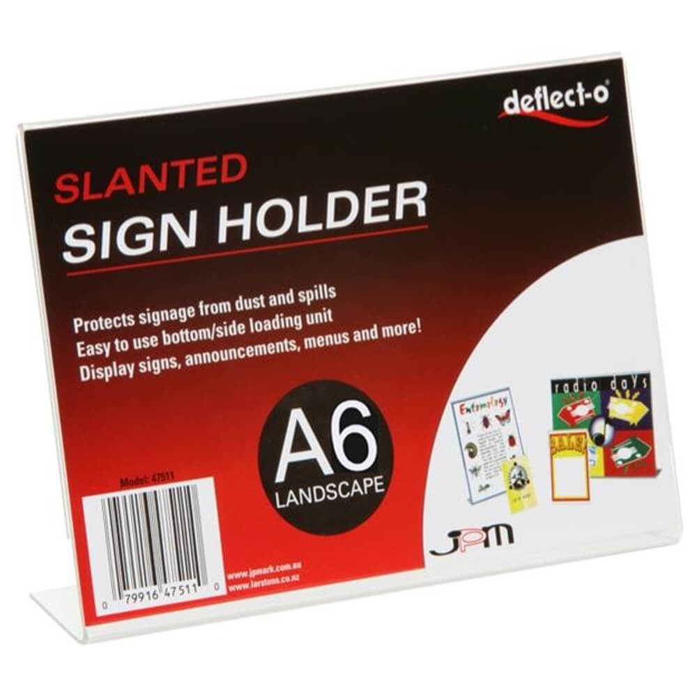 Deflecto Slanted Landscape Single Sign Holder (A6)