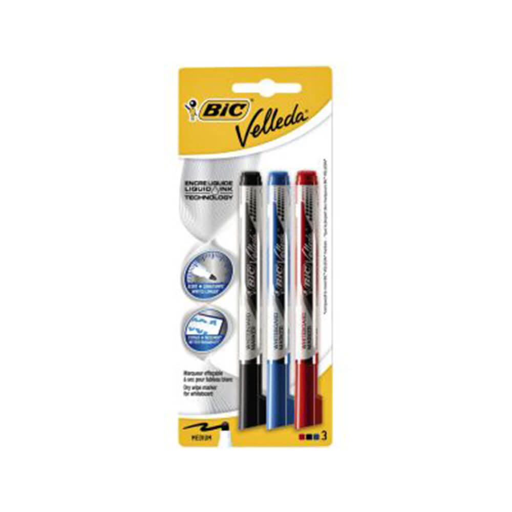 BiC Velleda Liquid Ink Whiteboard Marker 3pk (Assorted)