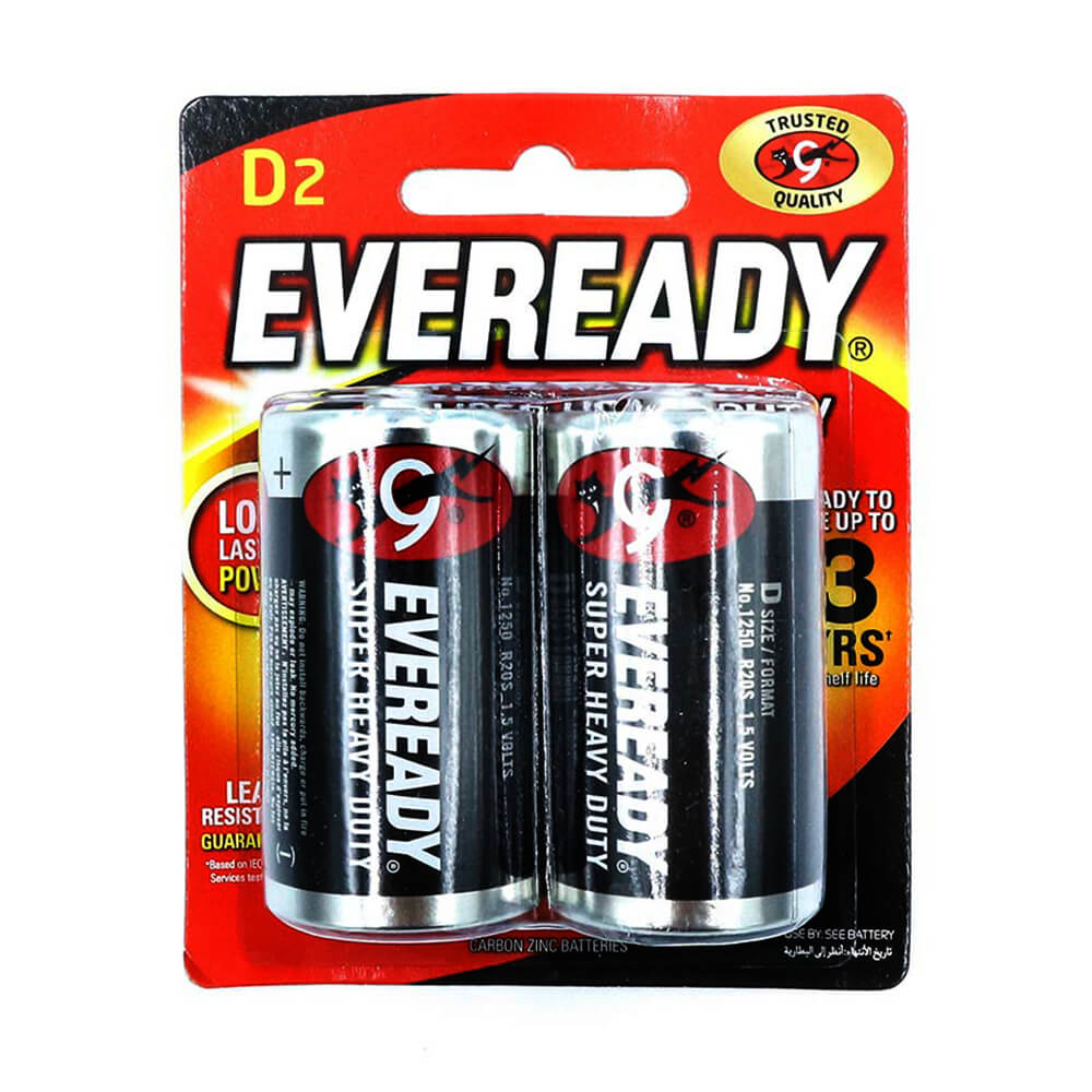 Eveready Super Heavy-duty Battery 1250 D 2pk (Black)