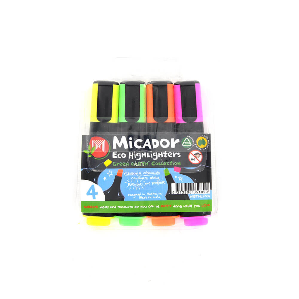 Micador Eco Highlighters 4pk (Assorted)