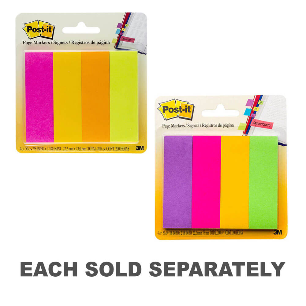 Post-it Page Markers 200 Sheets 22x73mm (4 Colours)