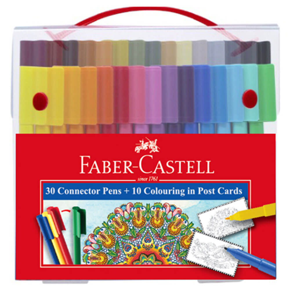 Faber-Castell Connector Pens & Colouring in Post Cards Set