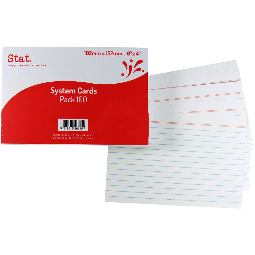 Stat Ruled System Cards 100pk (White)