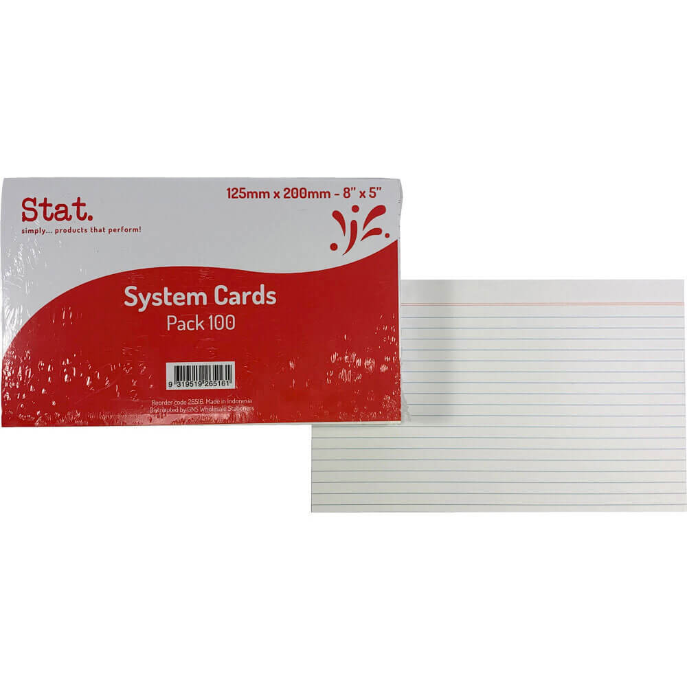 Stat Ruled System Cards 100pk (White)
