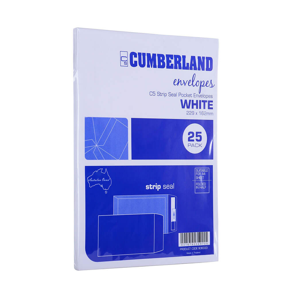 Cumberland Strip Seal Pocket Envelope 25pk 229x162mm (White)