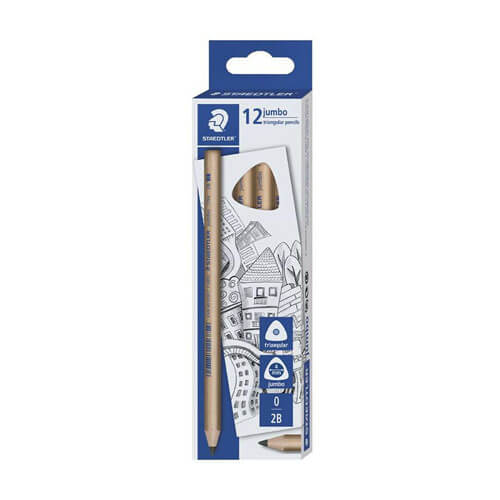Staedtler Jumbo Triangular 2B Natural Graphite Pencil 12pcs