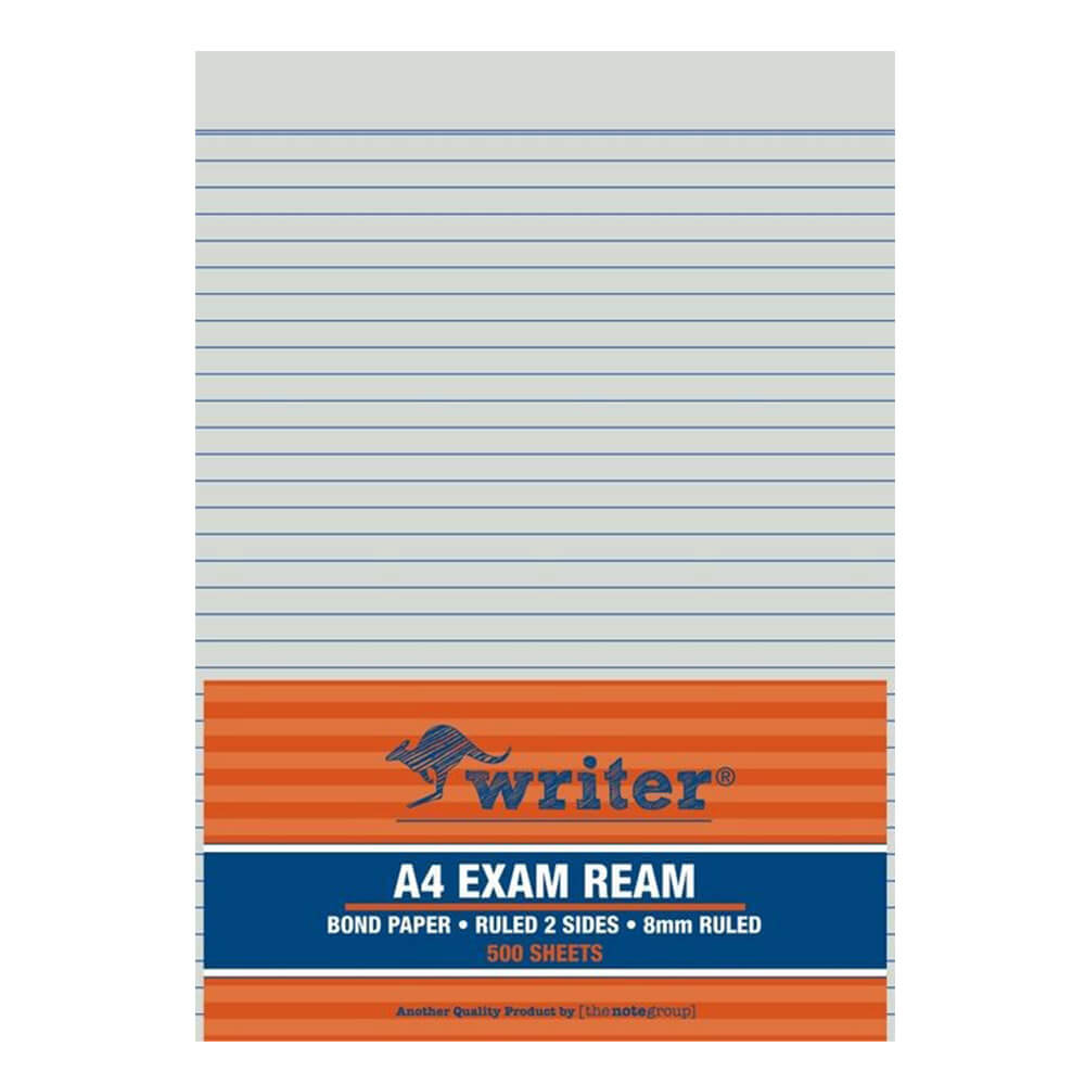 Writer A4 8mm Ruled Exam Paper Ream (60gsm)