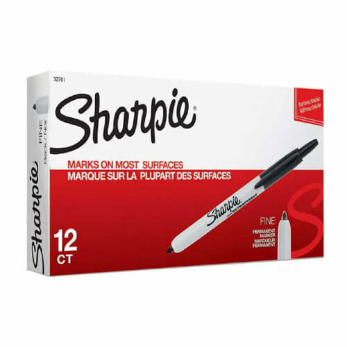 Sharpie Retractable Fine Point Marker 12pcs (Black)
