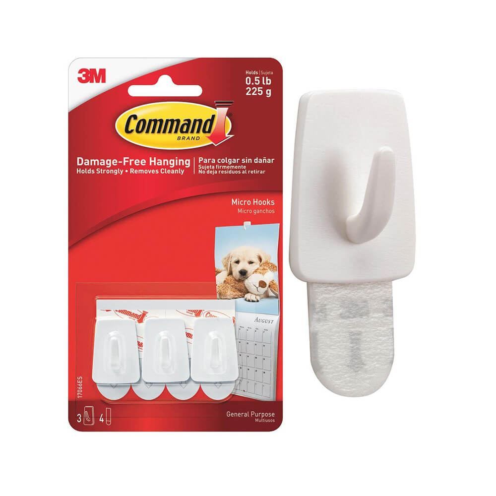 Command Micro White Hook (Pack of 3)