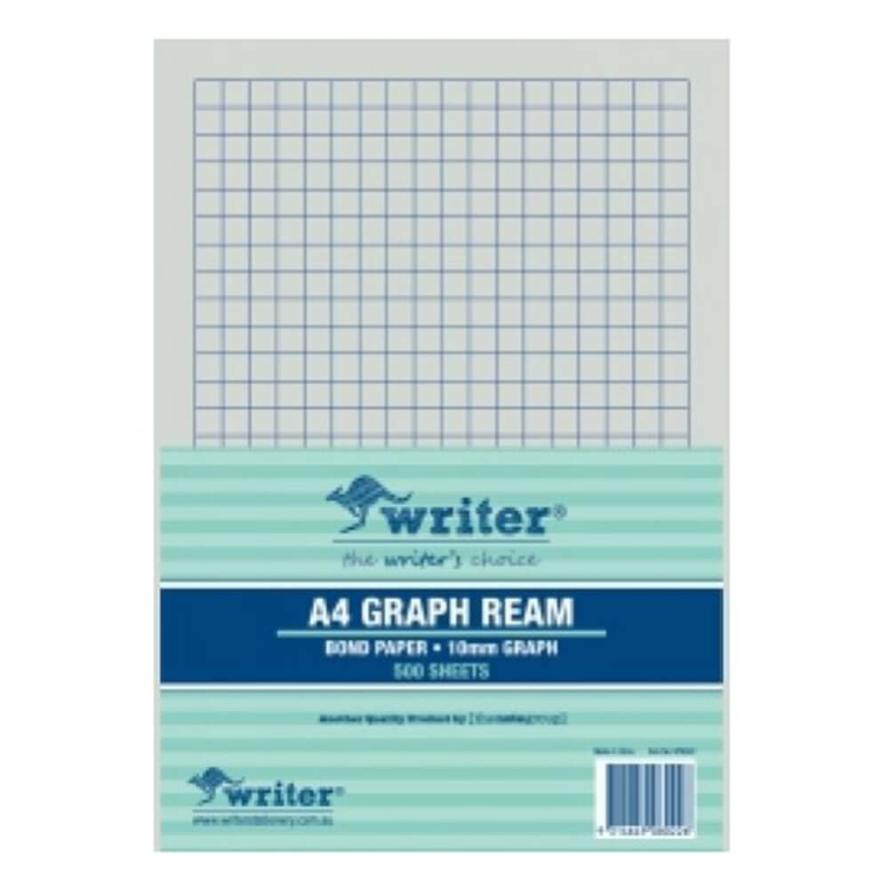 Writer A4 10mm Graph Ruled Portrait Exam Paper (500 Sheets)