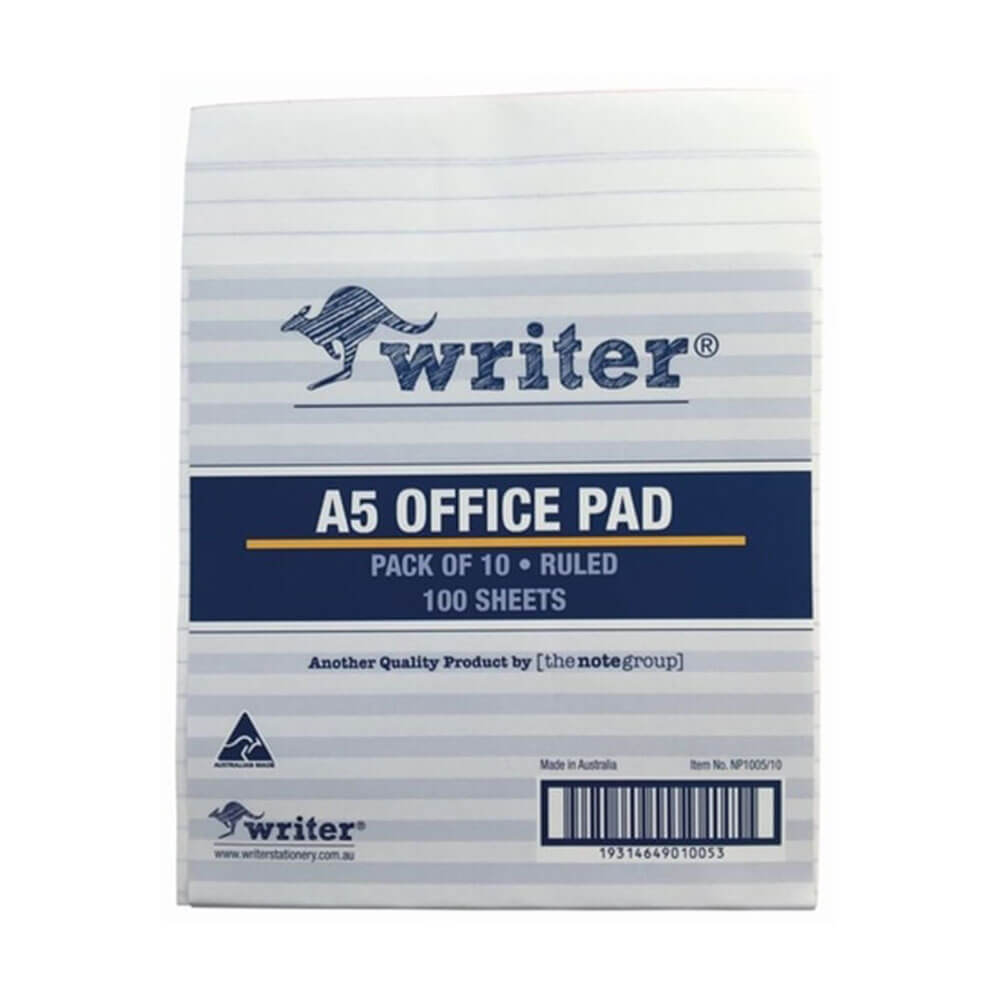 Writed A5 Bank Ruled Office Pad 50gsm (Pack of 10)