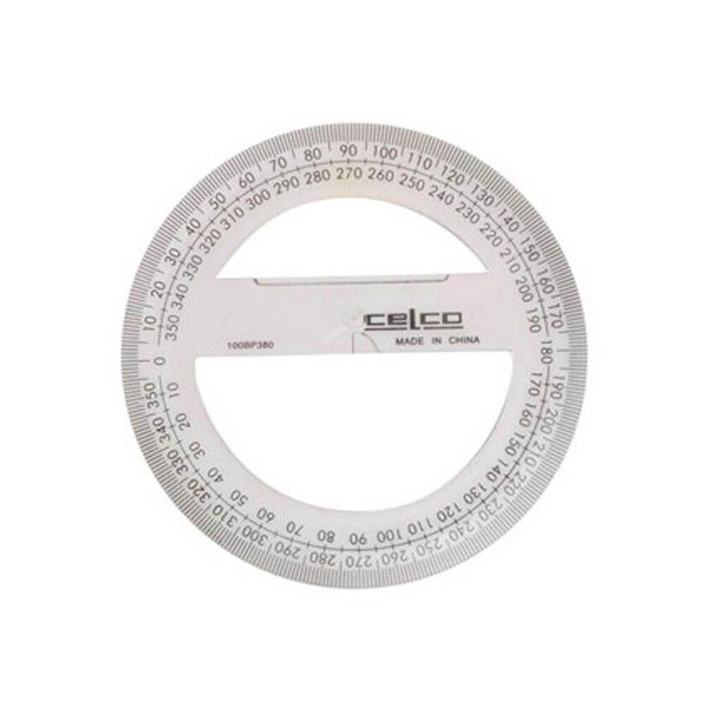 Celco 360 Degree Full Circle Protractor 10cm (Clear)