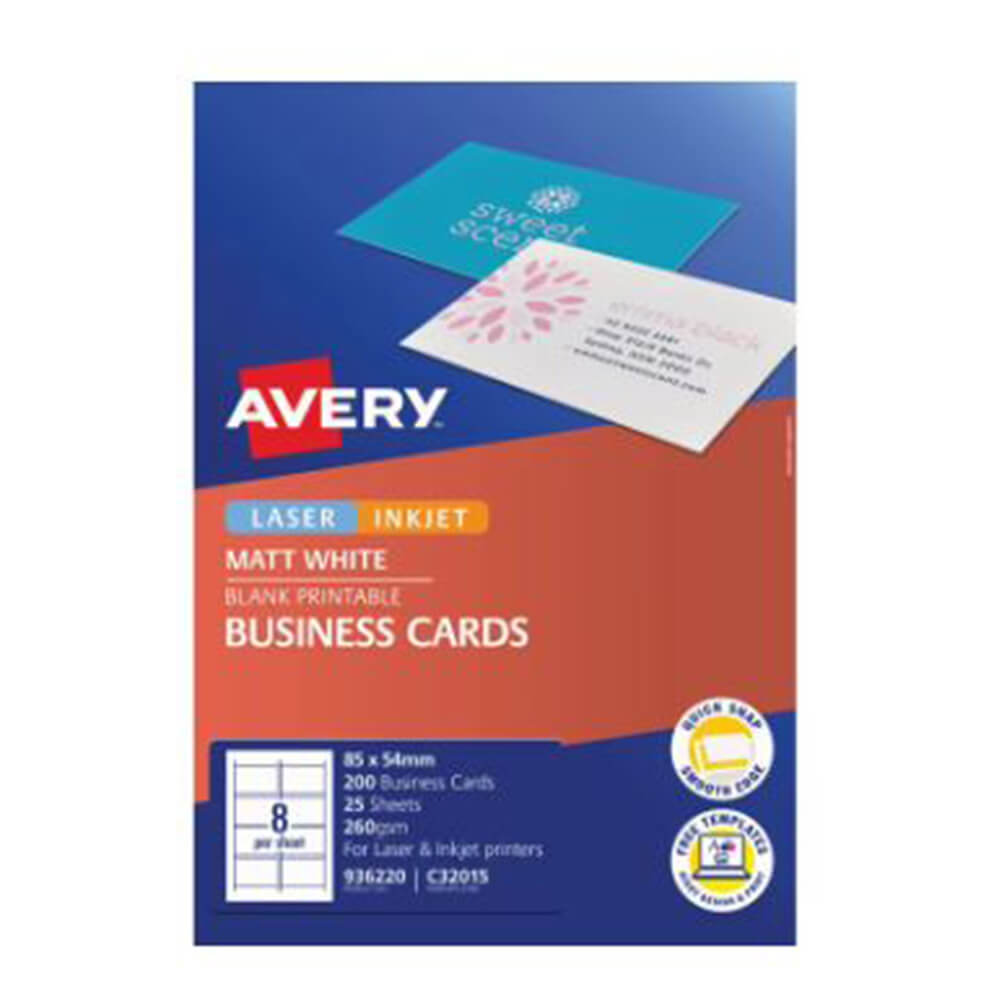 Avery A4 Matt Business Cards (Pack of 25)