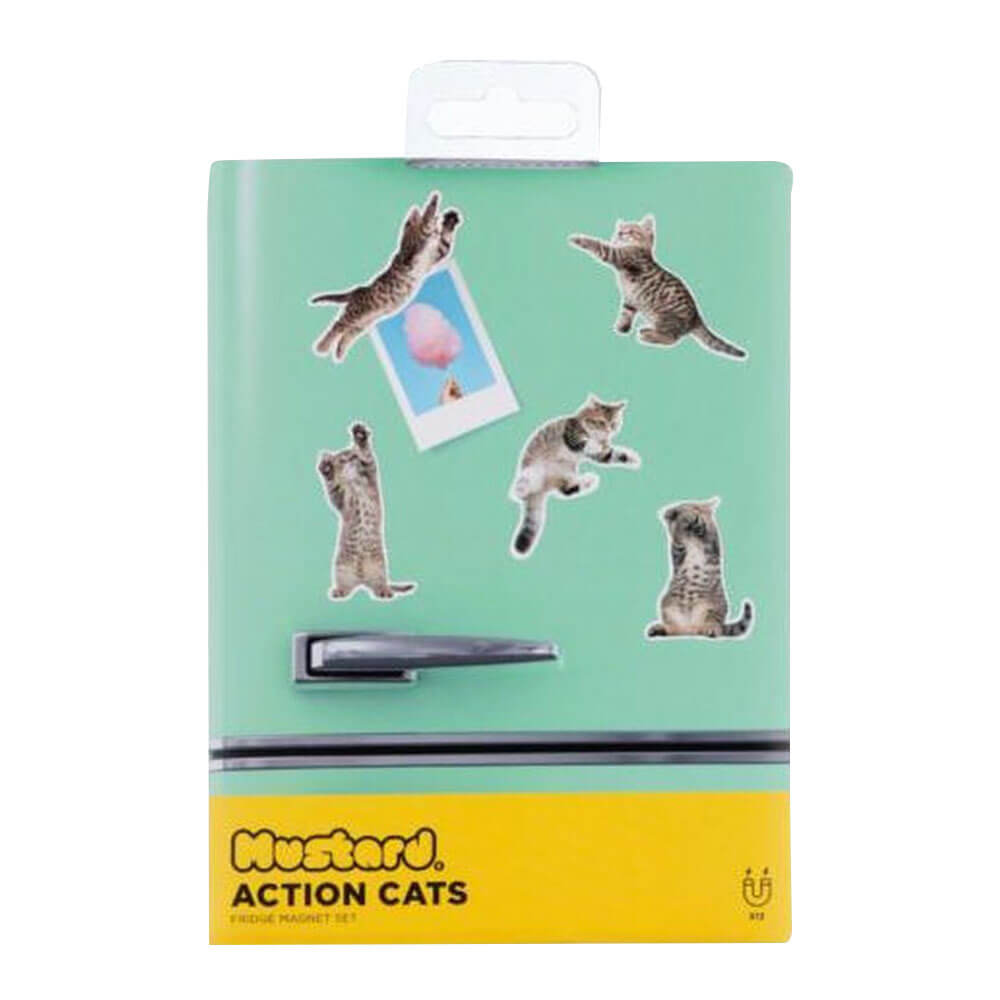 Mustard Action Cat Magnets (Set of 12)