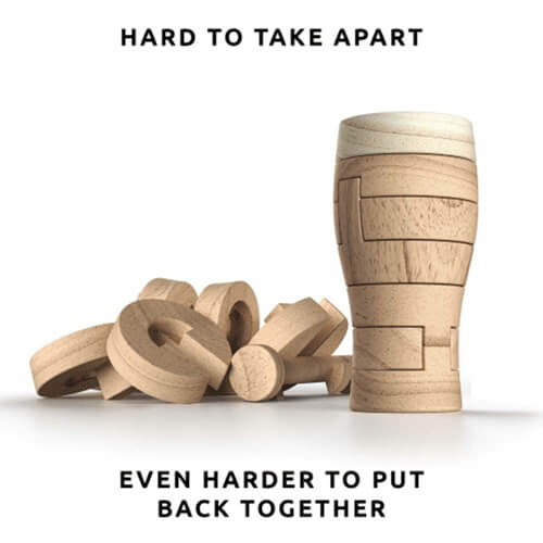 Pikkii Wooden 3D Beer Glass Shaped Puzzle