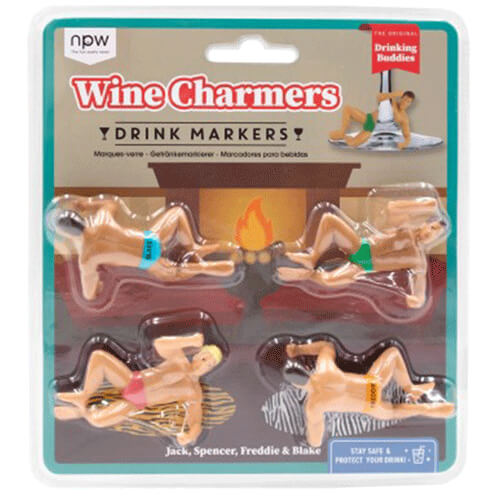 NPW Drinking Buddies Wine Wrapping Charmers 4pcs Assorted