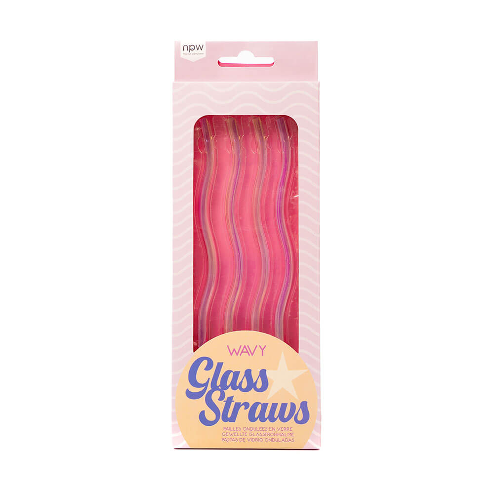 NPW Gifts Good Vibes Wavy Glass Straws
